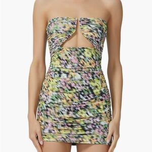 AFRM Multicolor Strapless Blur floral Dress